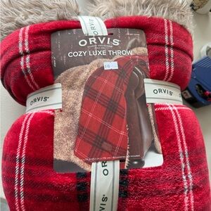 Orvis Red and Black Plaid Throw